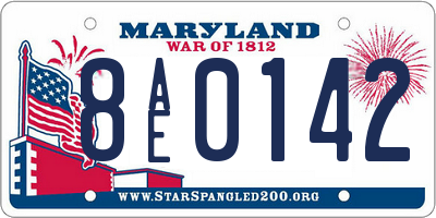 MD license plate 8AE0142