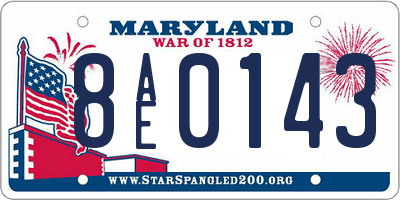 MD license plate 8AE0143