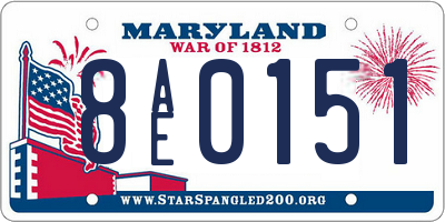 MD license plate 8AE0151
