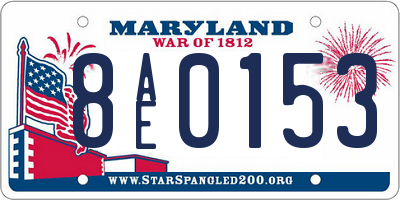 MD license plate 8AE0153