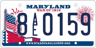 MD license plate 8AE0159
