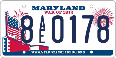 MD license plate 8AE0178