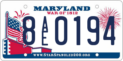 MD license plate 8AE0194