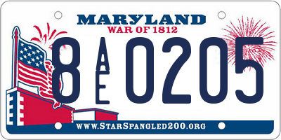 MD license plate 8AE0205