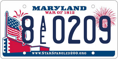 MD license plate 8AE0209