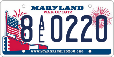 MD license plate 8AE0220