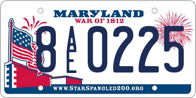 MD license plate 8AE0225