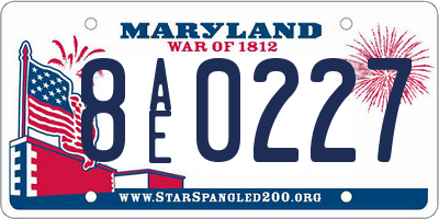 MD license plate 8AE0227
