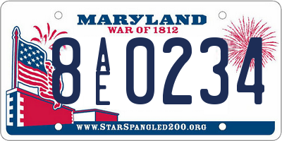 MD license plate 8AE0234