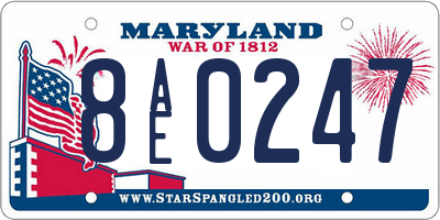 MD license plate 8AE0247