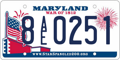 MD license plate 8AE0251