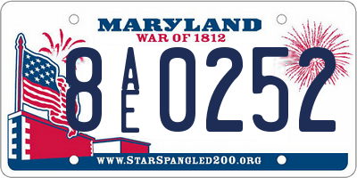 MD license plate 8AE0252