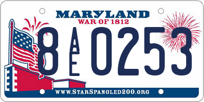 MD license plate 8AE0253