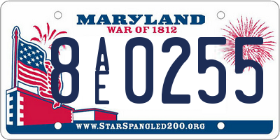 MD license plate 8AE0255