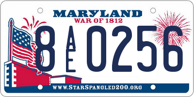 MD license plate 8AE0256