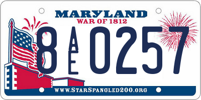 MD license plate 8AE0257