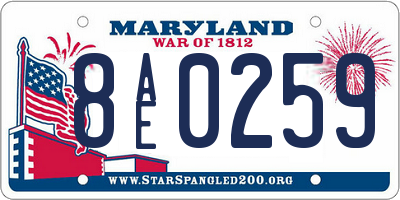MD license plate 8AE0259