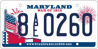 MD license plate 8AE0260