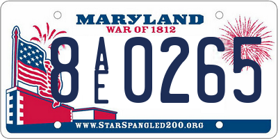 MD license plate 8AE0265
