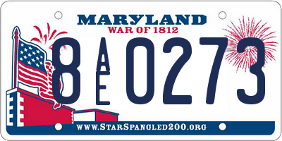 MD license plate 8AE0273