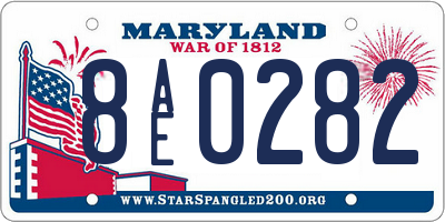 MD license plate 8AE0282