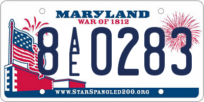 MD license plate 8AE0283