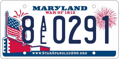 MD license plate 8AE0291