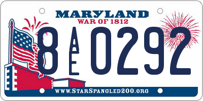 MD license plate 8AE0292