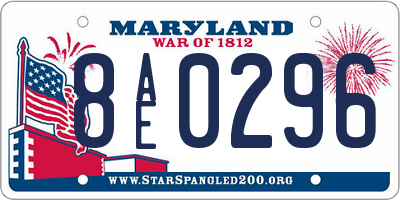 MD license plate 8AE0296