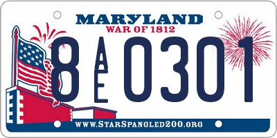 MD license plate 8AE0301