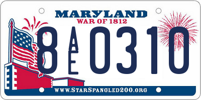 MD license plate 8AE0310