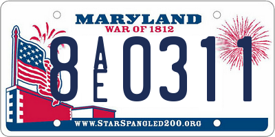 MD license plate 8AE0311