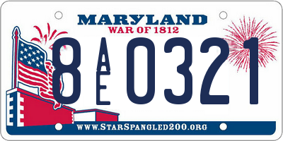 MD license plate 8AE0321