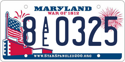 MD license plate 8AE0325