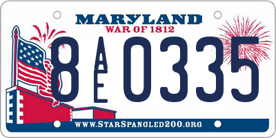 MD license plate 8AE0335