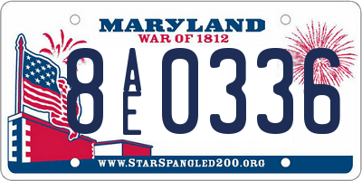 MD license plate 8AE0336