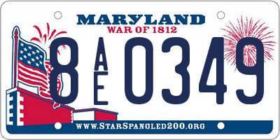 MD license plate 8AE0349