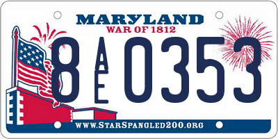 MD license plate 8AE0353