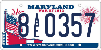 MD license plate 8AE0357