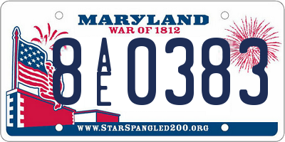 MD license plate 8AE0383
