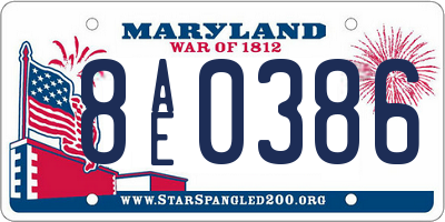MD license plate 8AE0386