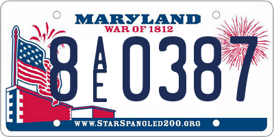 MD license plate 8AE0387
