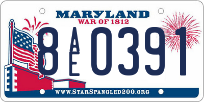 MD license plate 8AE0391
