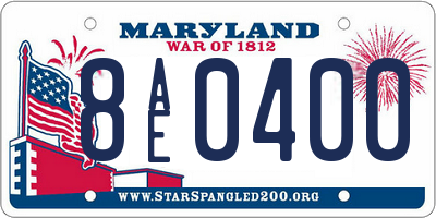 MD license plate 8AE0400