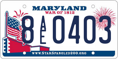 MD license plate 8AE0403