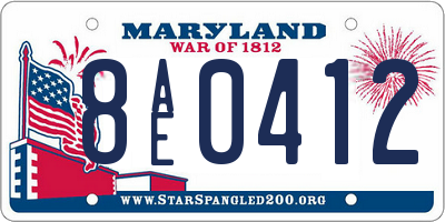 MD license plate 8AE0412