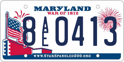 MD license plate 8AE0413