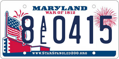 MD license plate 8AE0415