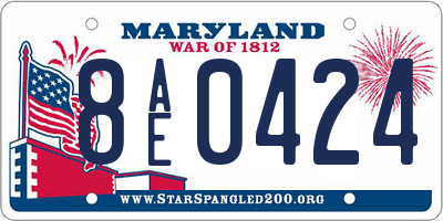 MD license plate 8AE0424