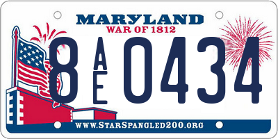 MD license plate 8AE0434